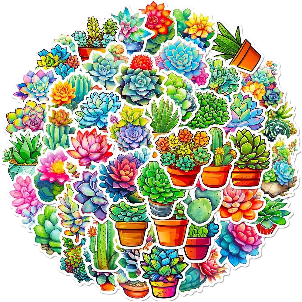 100 PCS Succulent Plant Stickers for Kids Girls Boys Teens Aesthetic Waterproof Vinyl Stickers