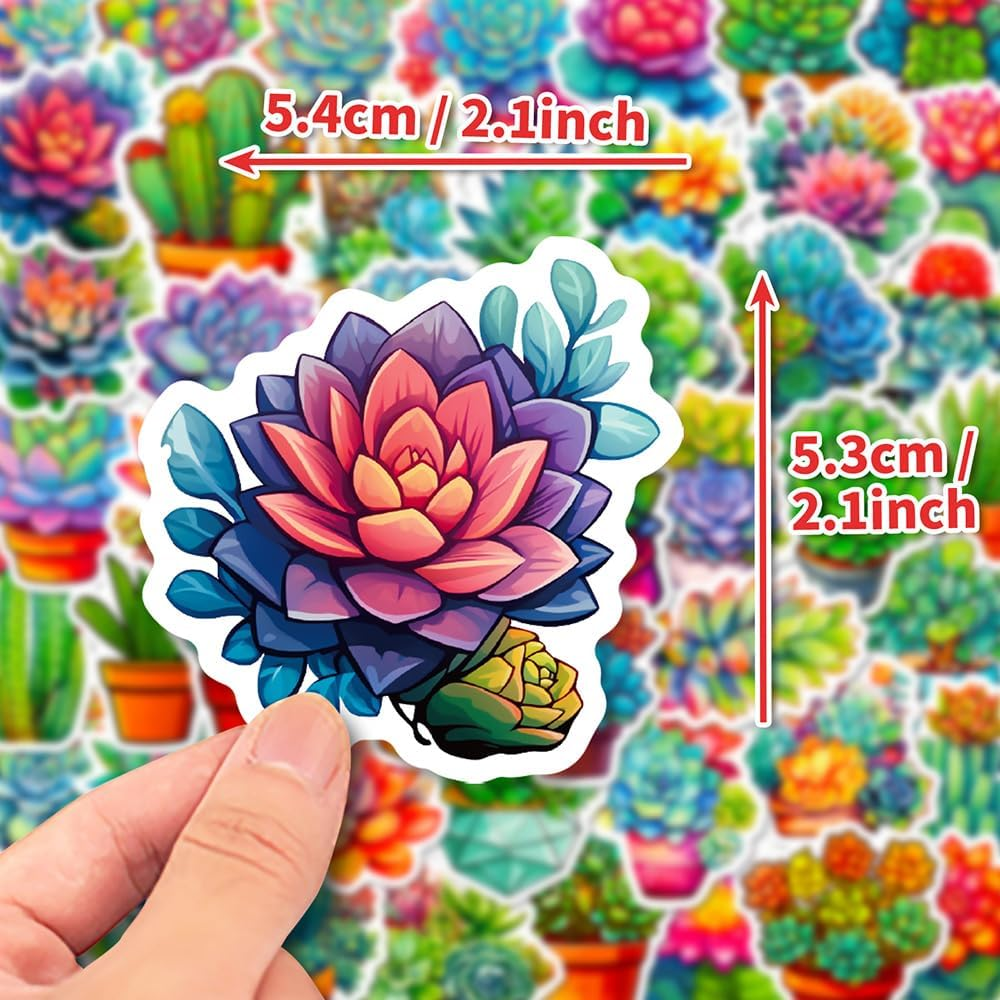 100 PCS Succulent Plant Stickers for Kids Girls Boys Teens Aesthetic Waterproof Vinyl Stickers