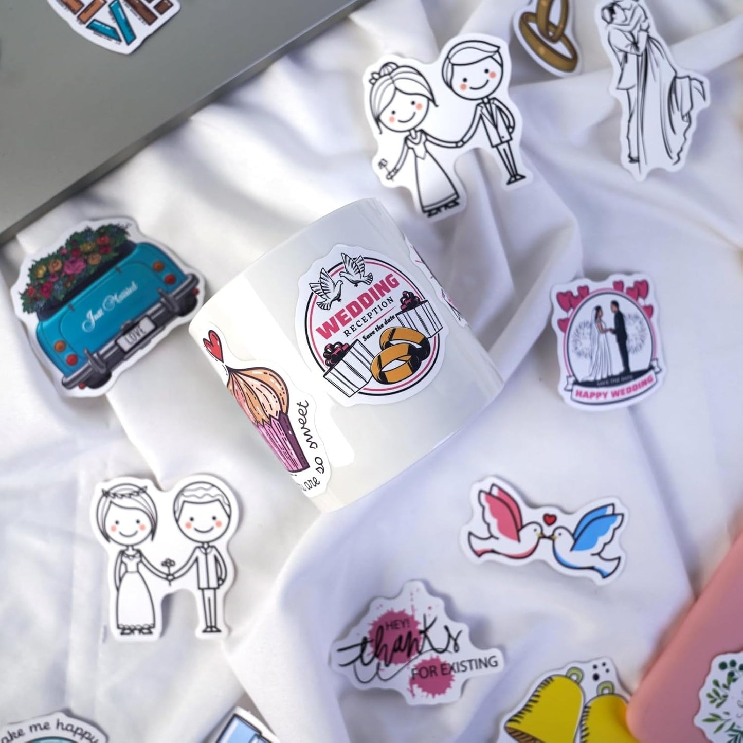 100 PCS Waterproof Wedding Scrapbook Stickers for DIY, Gifts, Scrapbooking & Handcrafted Items