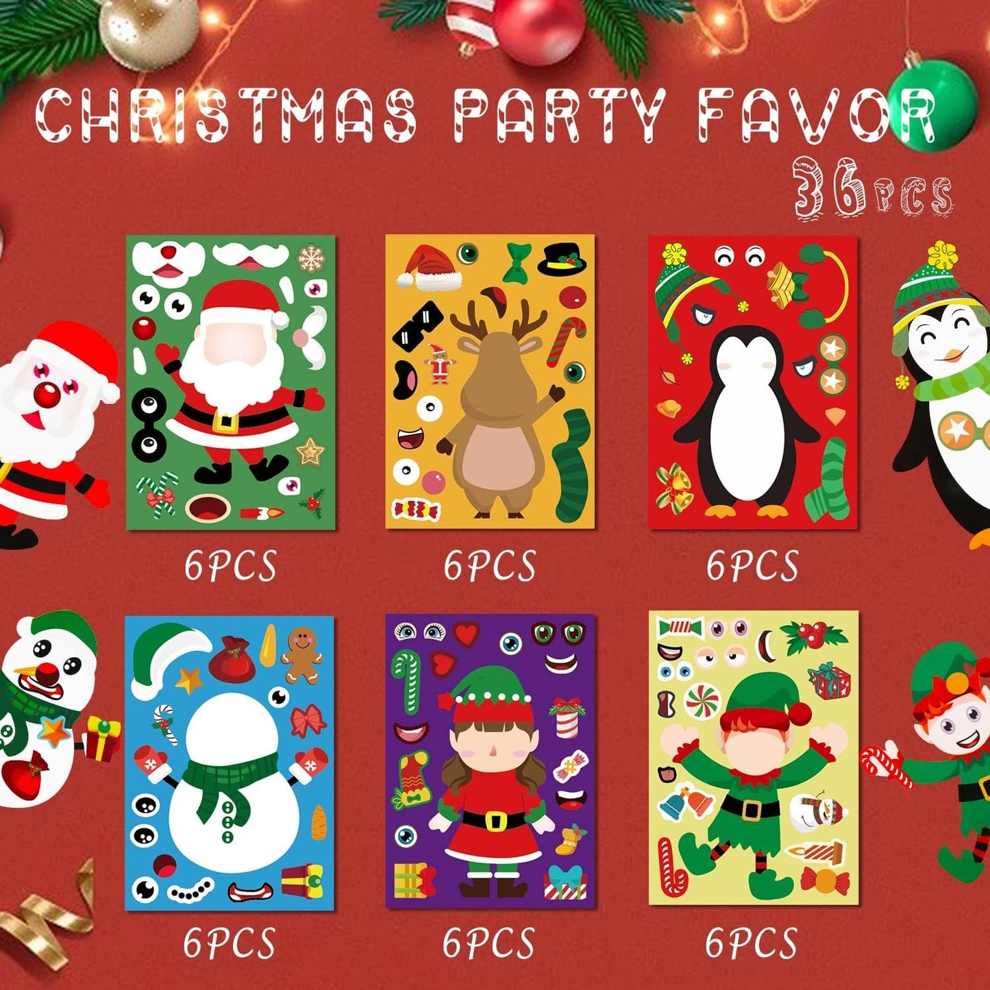 100 PCS Christmas Stickers for Kids, Christmas Crafts, Winter Holiday Party Stickers