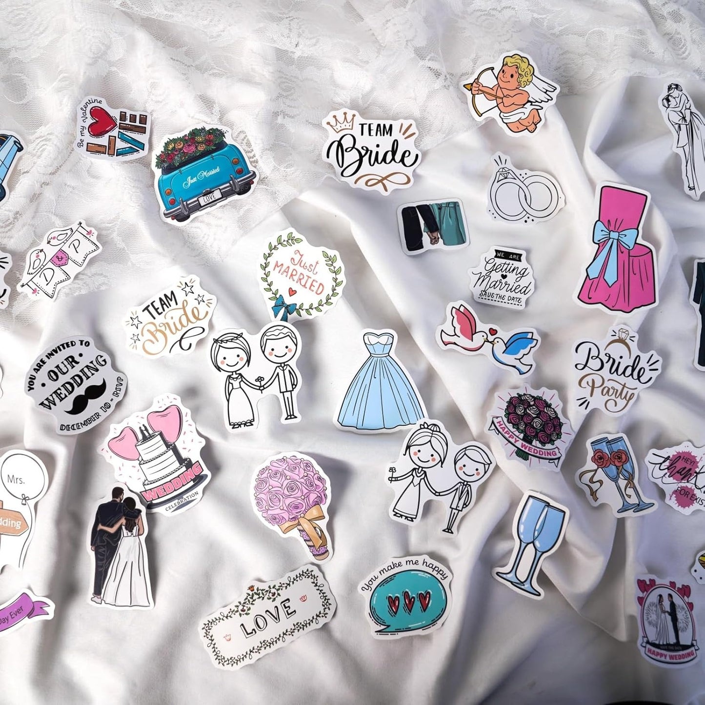 100 PCS Waterproof Wedding Scrapbook Stickers for DIY, Gifts, Scrapbooking & Handcrafted Items