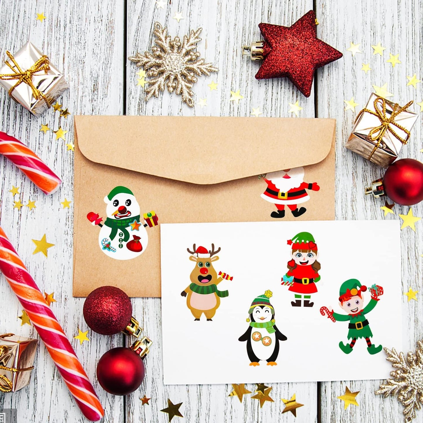 100 PCS Christmas Stickers for Kids, Christmas Crafts, Winter Holiday Party Stickers