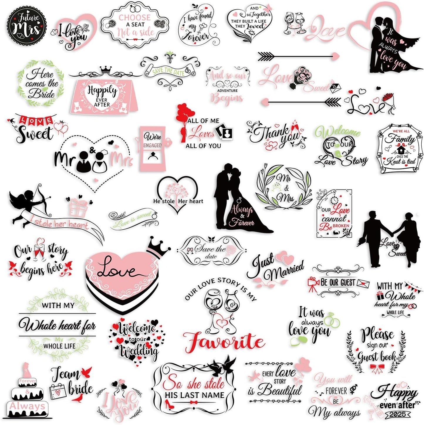 100 PCS Waterproof Wedding Scrapbook Stickers for DIY, Gifts, Scrapbooking & Handcrafted Items