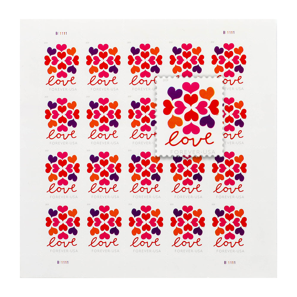 Heart Blossom Floral-Themed Decorative Self-Adhesive Label Set for Wedding and Celebration Use 100pcs/Pack (20pcs/Booklet)