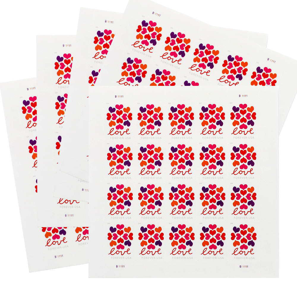 Heart Blossom Floral-Themed Decorative Self-Adhesive Label Set for Wedding and Celebration Use 100pcs/Pack (20pcs/Booklet)
