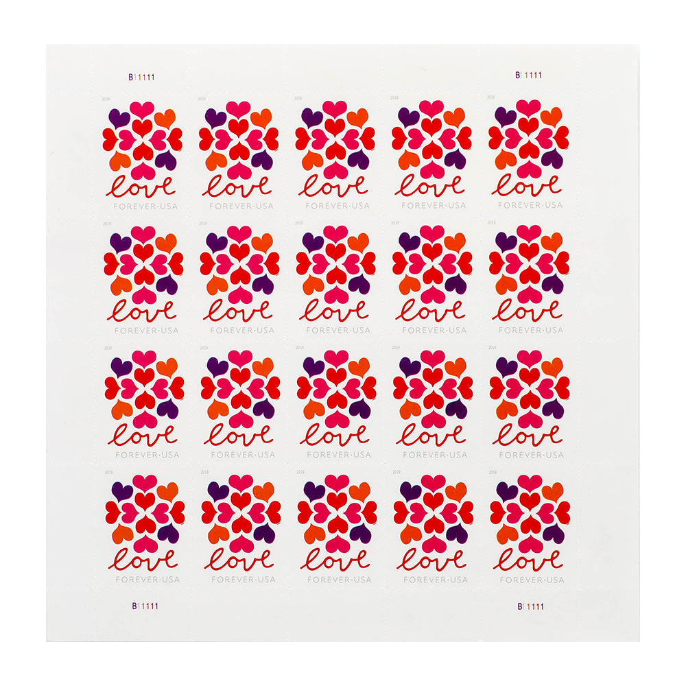 Heart Blossom Floral-Themed Decorative Self-Adhesive Label Set for Wedding and Celebration Use 100pcs/Pack (20pcs/Booklet)