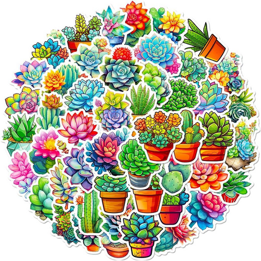 100 PCS Succulent Plant Stickers for Kids Girls Boys Teens Aesthetic Waterproof Vinyl Stickers