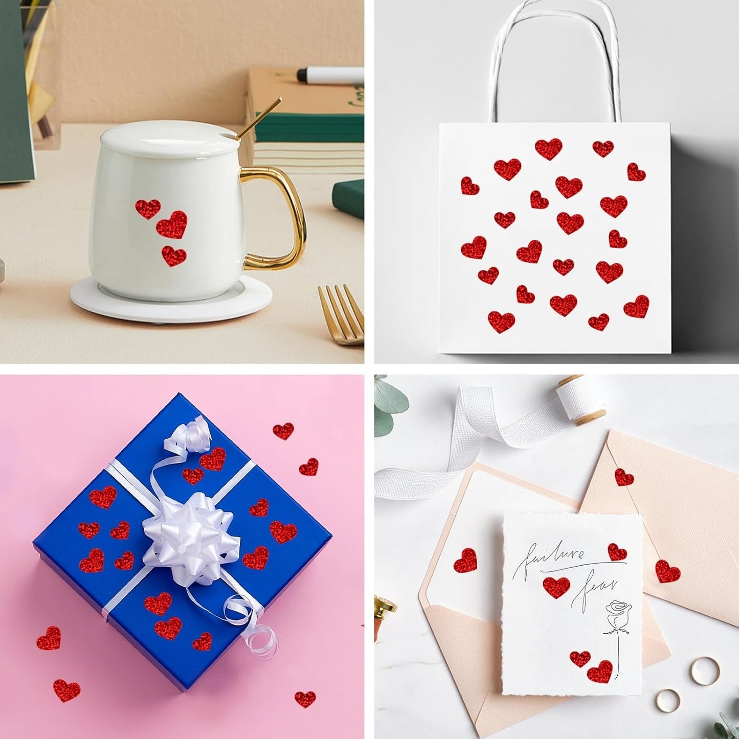 100 PCS Heart Stickers, Small Stickers for Kids Reward, DIY, Gifts, Scrapbooking