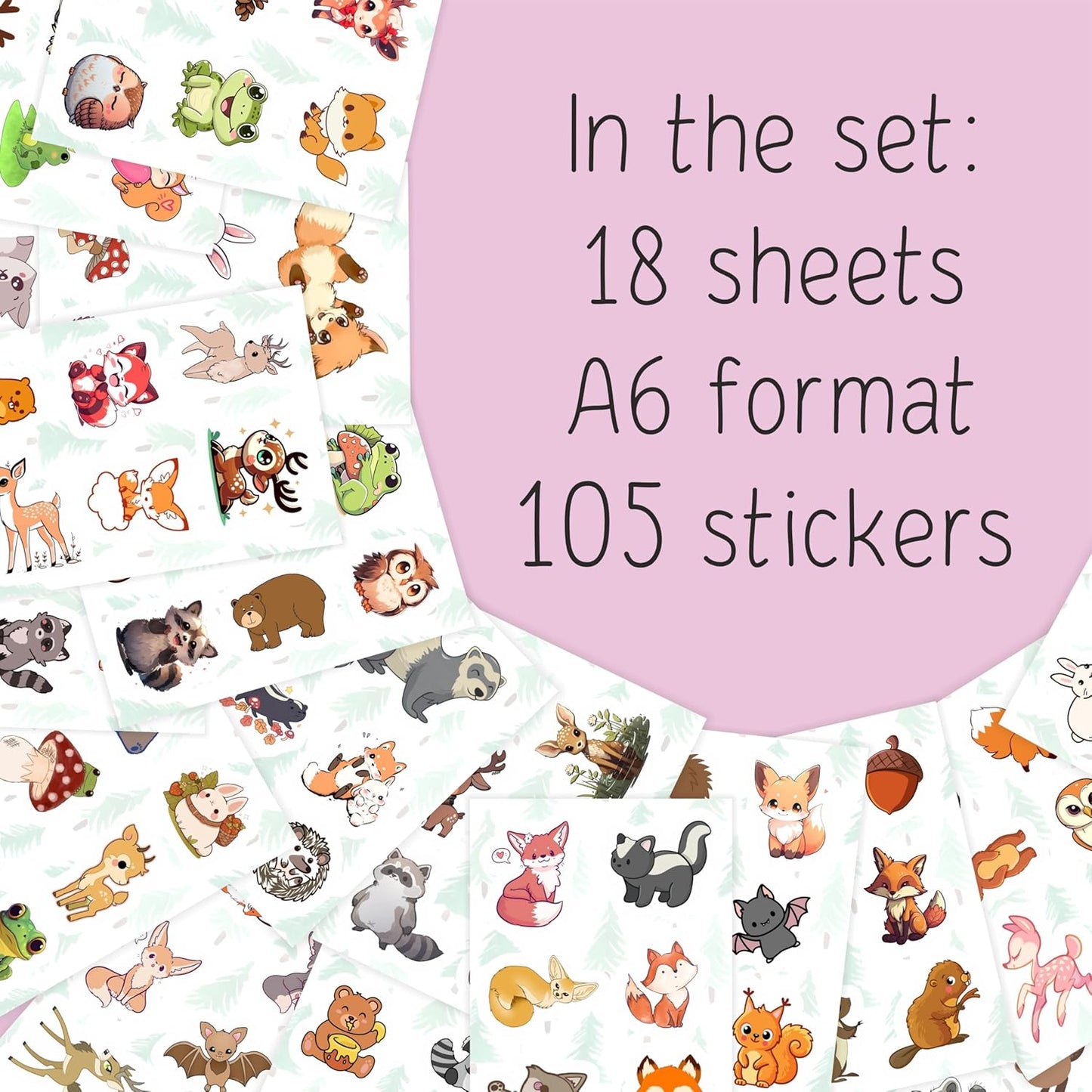 100 PCS Cute Realistic Aesthetic Decals Vinyl Waterproof Zoo Animals Stickers