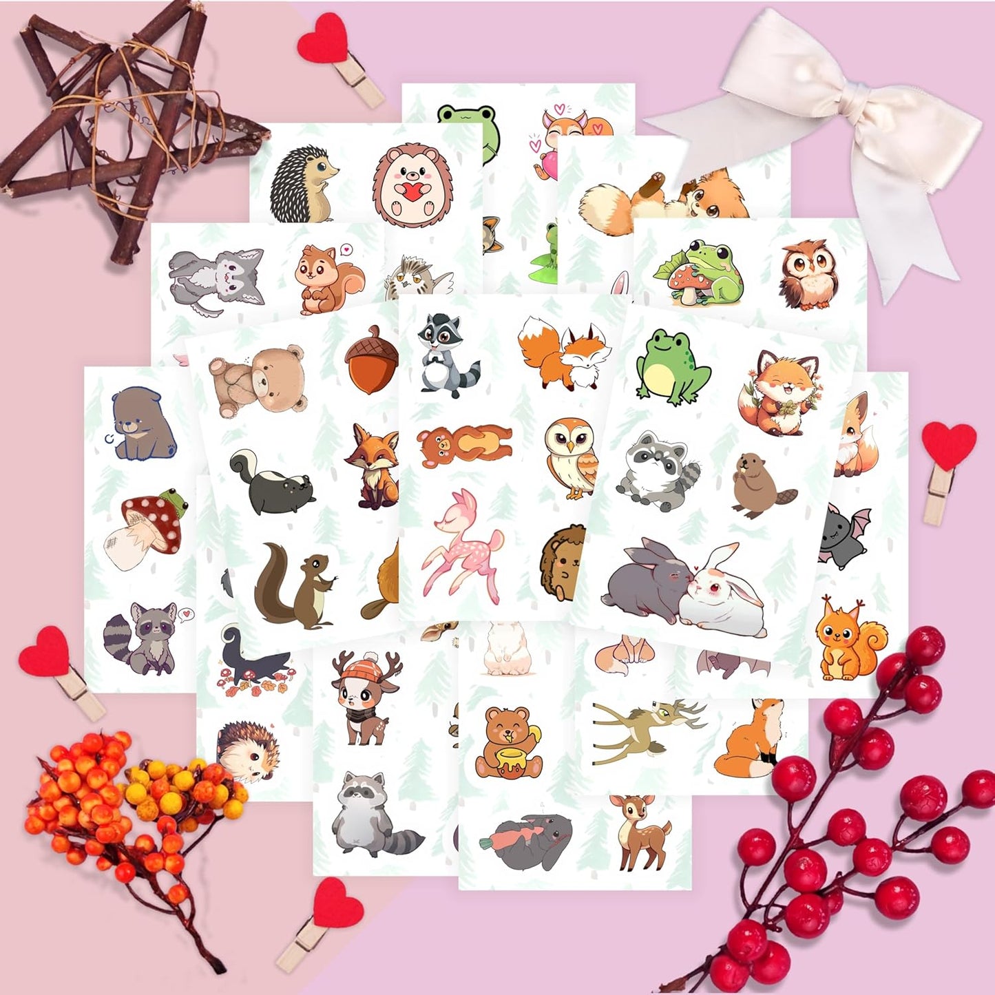 100 PCS Cute Realistic Aesthetic Decals Vinyl Waterproof Zoo Animals Stickers