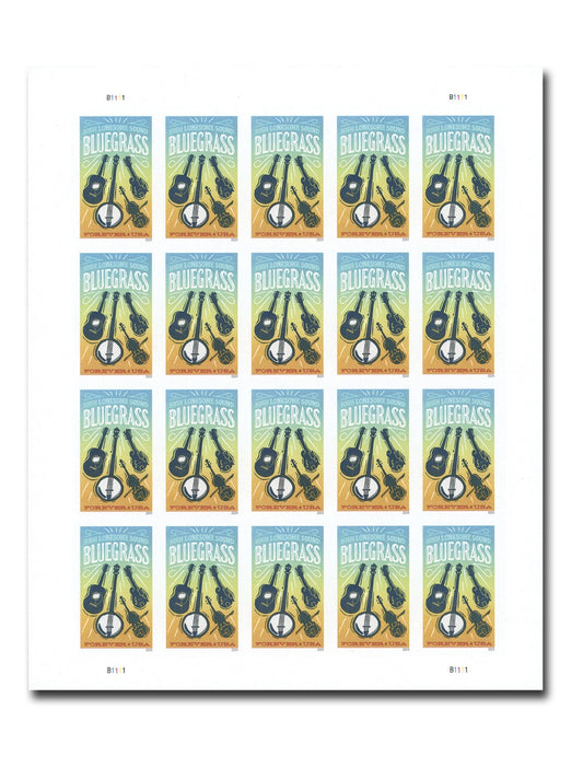 Bluegrass 2024 – Classic Music Theme for First-Class Mail 100pcs/Pack (20pcs/Booklet)