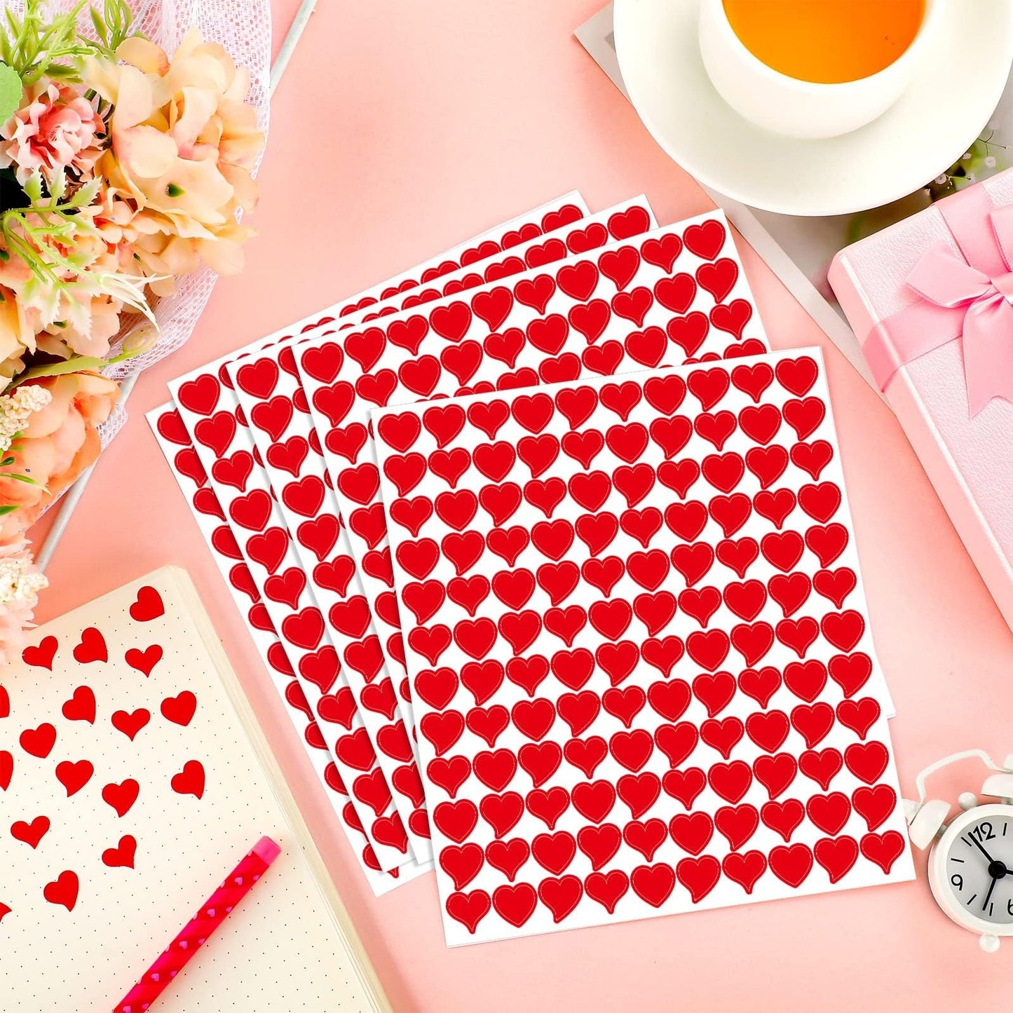 100 PCS Heart Stickers, Small Stickers for Kids Reward, DIY, Gifts, Scrapbooking