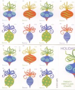 Holiday Baubles Forever Stamps First-Class Postage USPS Forever Stamps 100pcs/Pack (20PCS/Booklet)