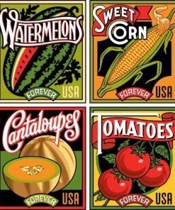 Fruit and Vegetables First-Class Postage USPS Forever Stamps 100pcs/Pack (20PCS/Booklet)