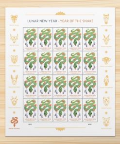 2025 Year of The Snake First-Class Postage USPS Forever Stamps 100pcs/Pack (20PCS/Booklet)