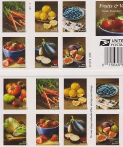 Fruits & Vegetables Stamps 2020 First-Class Postage USPS Forever Stamps 100pcs/Pack (20PCS/Book)