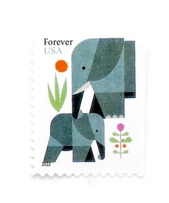 2022 US Elephants First-Class Postage USPS Forever Stamps 100pcs/Pack (20PCS/Booklet)
